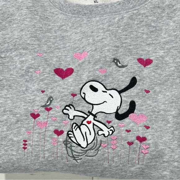 Snoopy Gray Valentine Sweatshirt with Pink Hearts - Picture 2 of 4